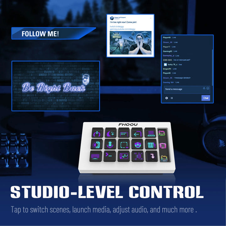 Streamdeck Mini Visual Keyboard 15Keys Stream Deck LCD Button Live Content Creation Controller Custom Button for Win/Macos Gifts
