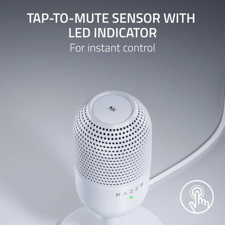 Seiren V3 Mini Ultra-Compact USB Microphone, Tap to Mute, White Edition
