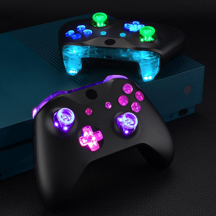 Multi-Colors Luminated Bumpers Triggers Dpad Thumbsticks Start Back ABXY Action Buttons, DTFS (DTF 2.0) LED Kit for Xbox One S & X Controller (Model 1708) - Controller NOT Included
