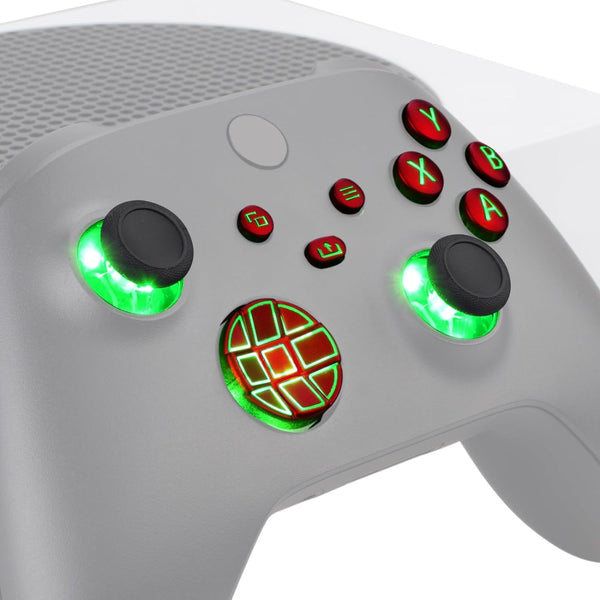 Multi-Colors Luminated Dpad Thumbsticks Start Back Sync ABXY Buttons for Xbox Series X/S Controller, Scarlet Red Classical Symbols Buttons DTF LED Kit for Xbox Core Controller