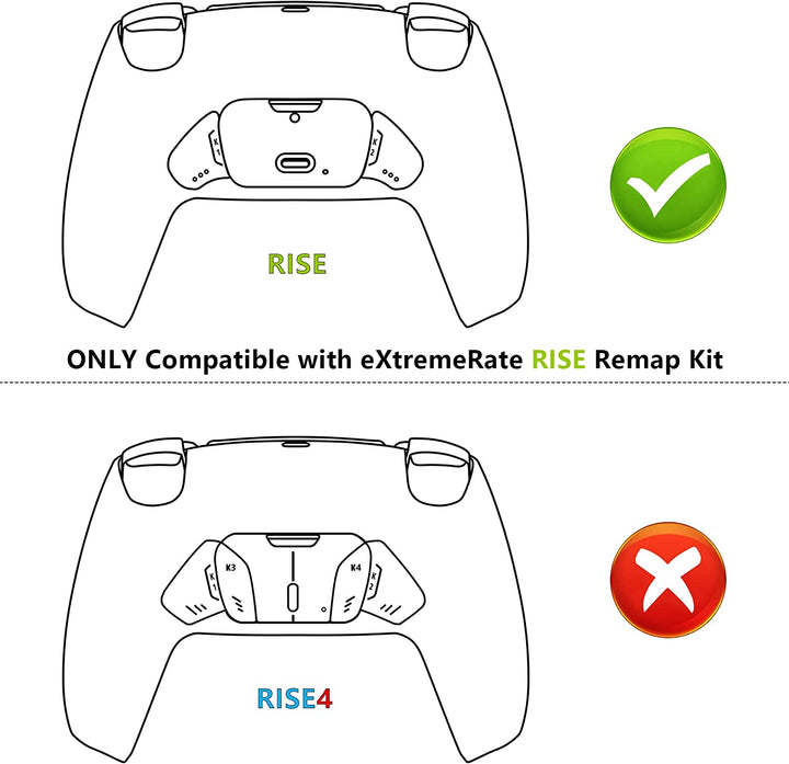 Solid Black Replacement Redesigned K1 K2 Back Button Keys Set for  Rise Remap Kit for PS5 Controller - Only Buttons, without Controller & Rise Remap Board