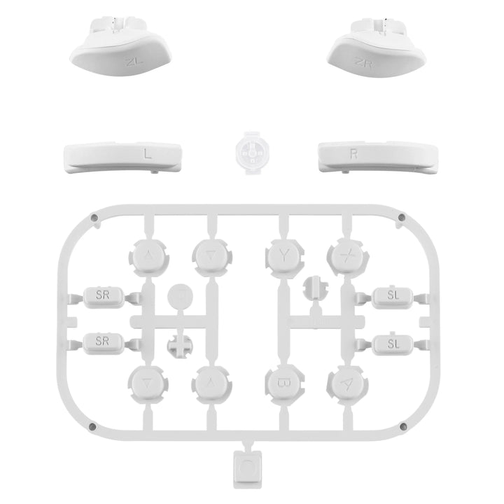 Full Set Buttons with Tools for NS Switch & OLED Joycon, Soft Touch ABXY SR SL L R ZR ZL Trigger - White