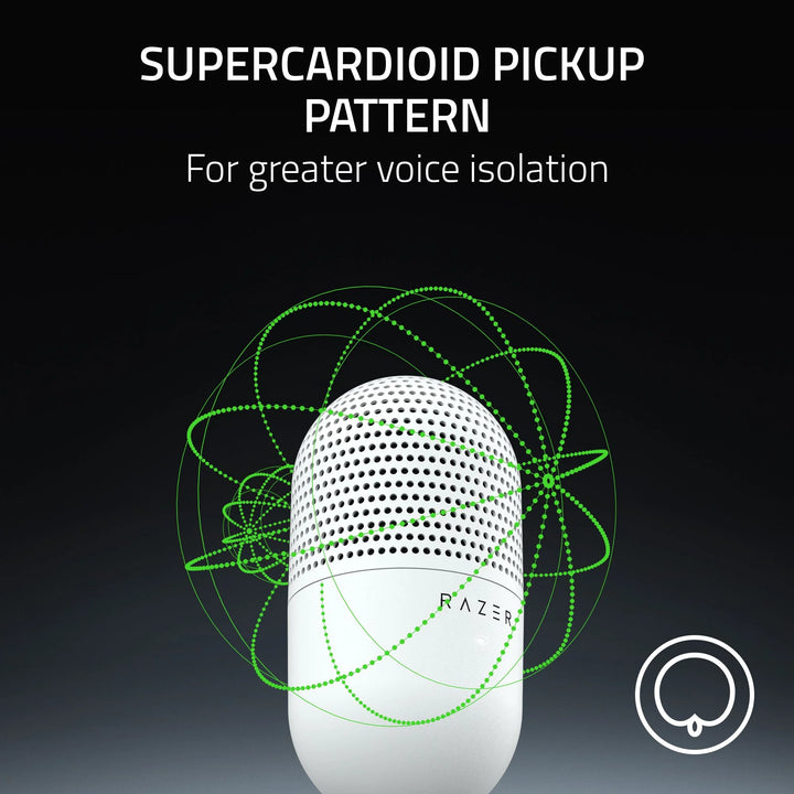 Seiren V3 Mini Ultra-Compact USB Microphone, Tap to Mute, White Edition