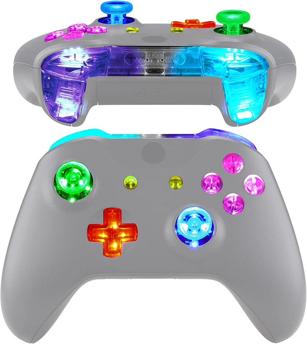Multi-Colors Luminated Bumpers Triggers Dpad Thumbsticks Start Back ABXY Action Buttons, DTFS (DTF 2.0) LED Kit for Xbox One S & X Controller (Model 1708) - Controller NOT Included