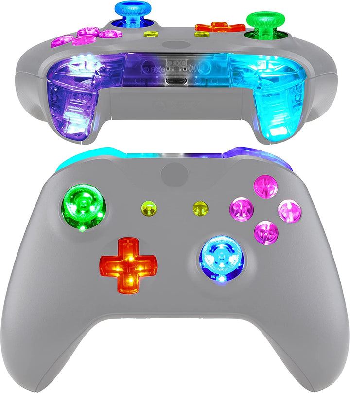 Multi-Colors Luminated Bumpers Triggers Dpad Thumbsticks Start Back ABXY Action Buttons, DTFS (DTF 2.0) LED Kit for Xbox One S & X Controller (Model 1708) - Controller NOT Included