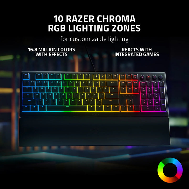 Ornata V3 Full-Size Wired Mecha-Membrane Gaming Keyboard for PC, Chroma RGB, Black