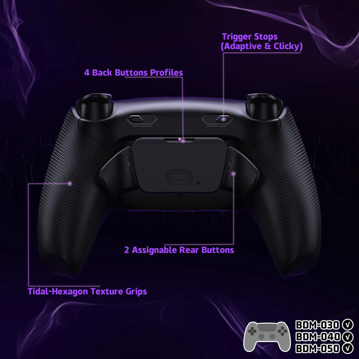 RISE plus MAX Remappable Back Buttons Kit W/Clicky Trigger Stop & Rubberized Grip for Ps5 Controller BDM-030 040 050