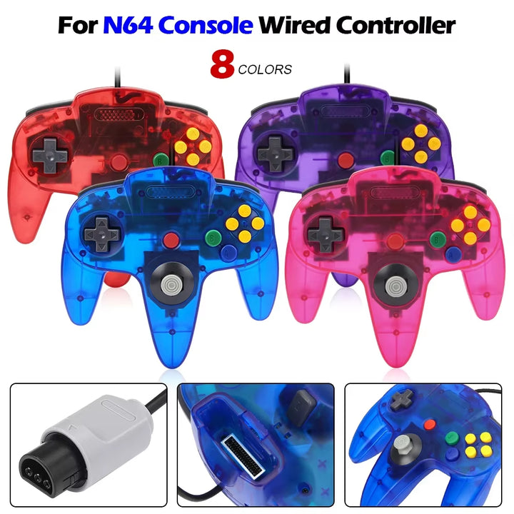 8 Colors Wired Gamepad for N64 Console Joypad Control for N64 Classic Joystick Retro Game Console Gamepad Accessories