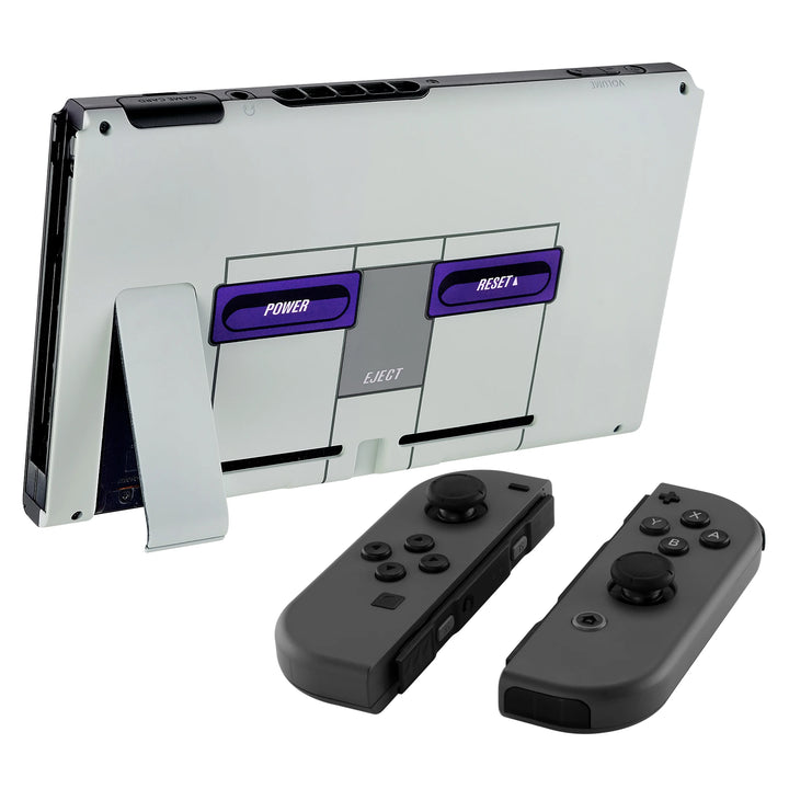 Grip Classics SNES Style Console Back Plate DIY Replacement Shell with Kickstand for NS Switch Console