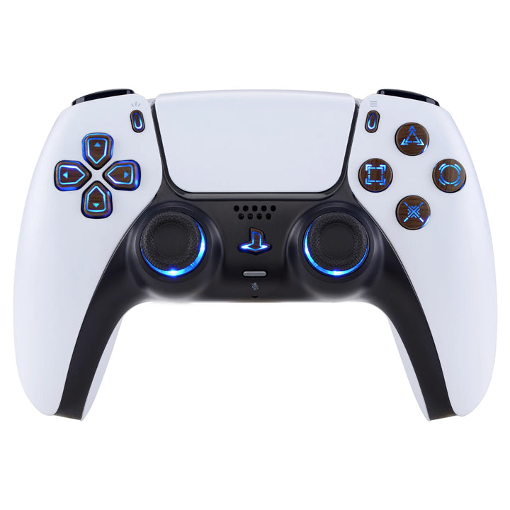 Multi-Colors Luminated, Classical Symbols DTF V3 LED Kit for PS5 Controller BDM-010 & BDM-020 - Wood Grain